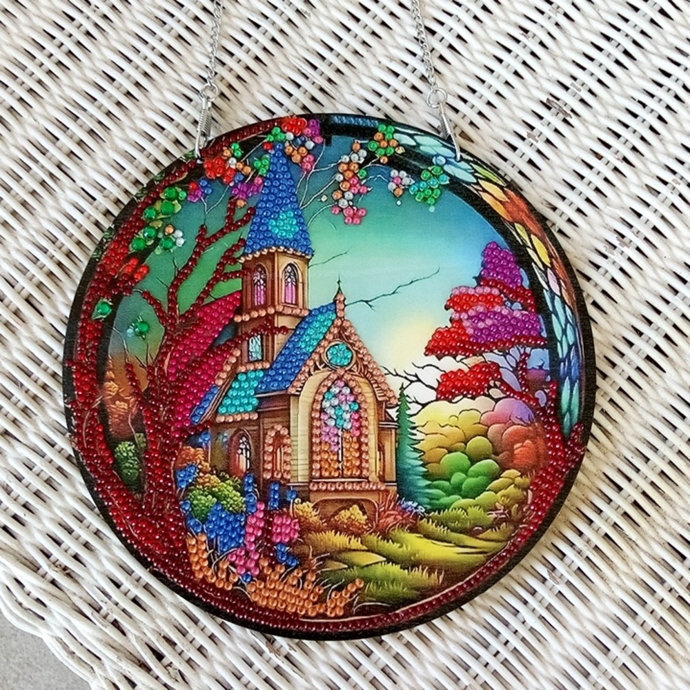 Handcrafted Beaded Church Suncatcher